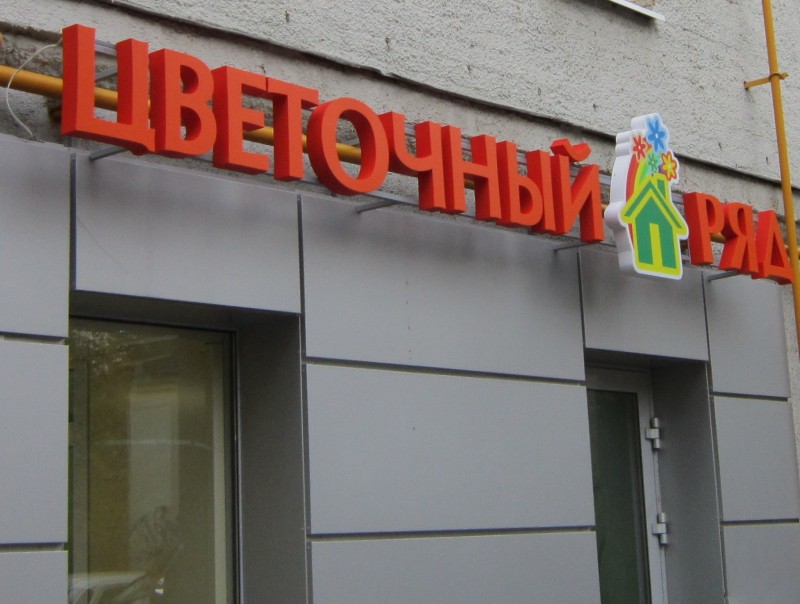 Логотип флористической студии на стене